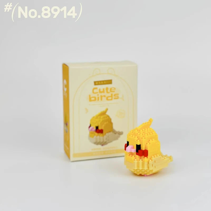 Kawaii Building Blocks 3D Bird Cute Parrot Model Assemble Table Decor Children Toys for Kids Gifts Micro DIY Bricks