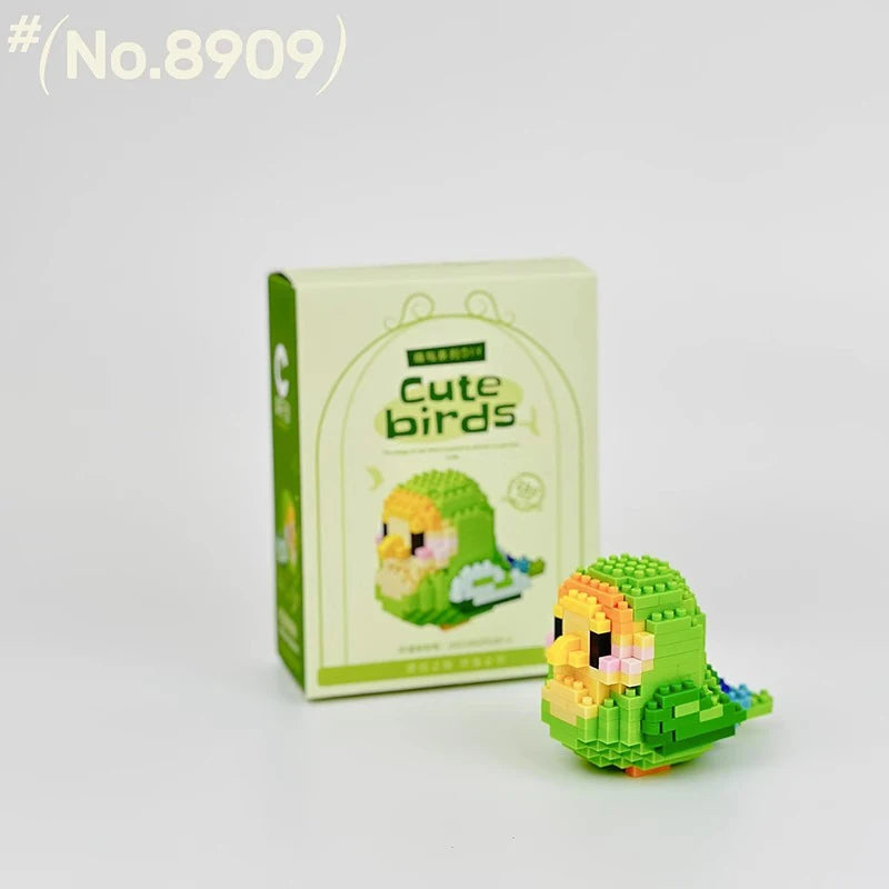 Kawaii Building Blocks 3D Bird Cute Parrot Model Assemble Table Decor Children Toys for Kids Gifts Micro DIY Bricks