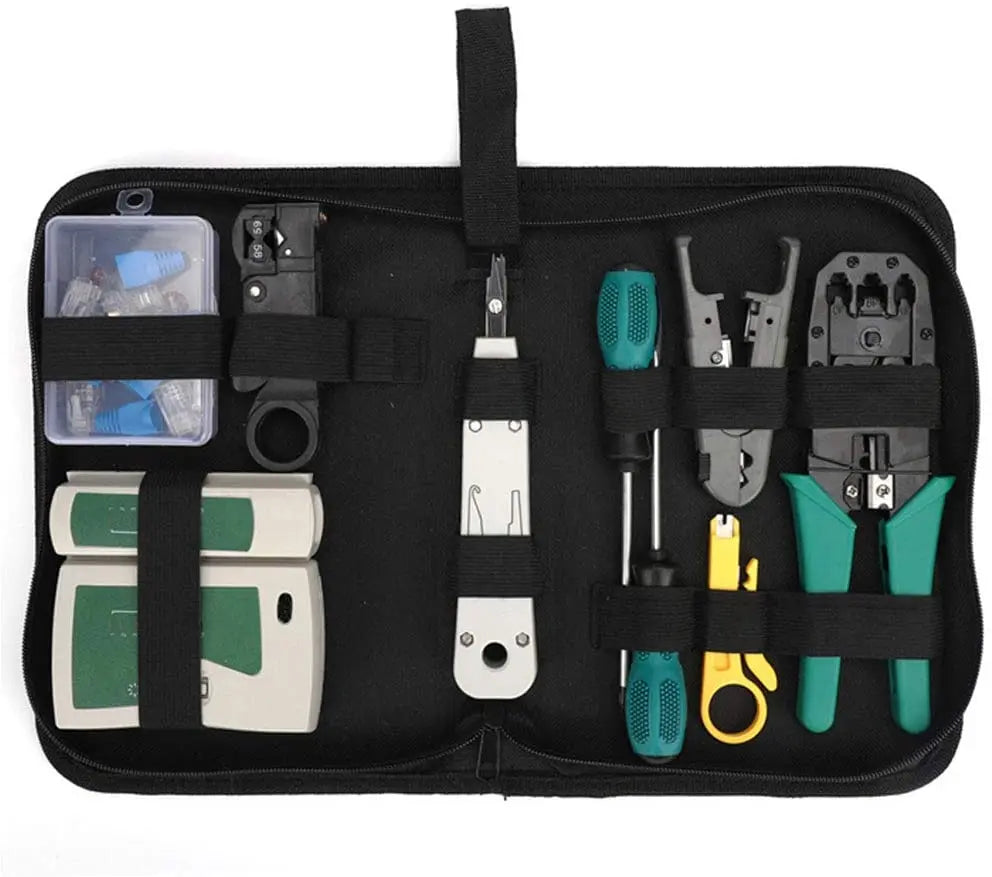 Network Tool Kits Professional- Net Computer Maintenance LAN Cable Tester 9 in 1 Repair Tools,8P8C RJ45 Connectors,Cable Tester