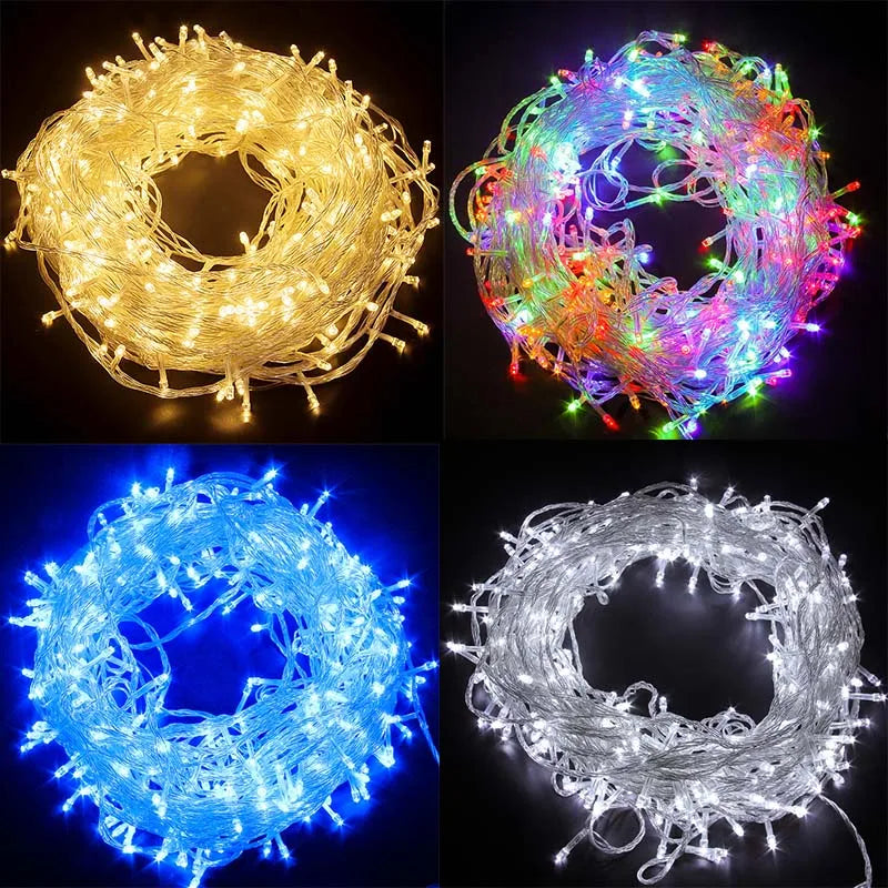 LED Garland String Lights 10m 30m 50m 100m Christmas Tree Wedding Decoration Waterproof Fairy Light Indoor Outdoor 220V EU Lamp