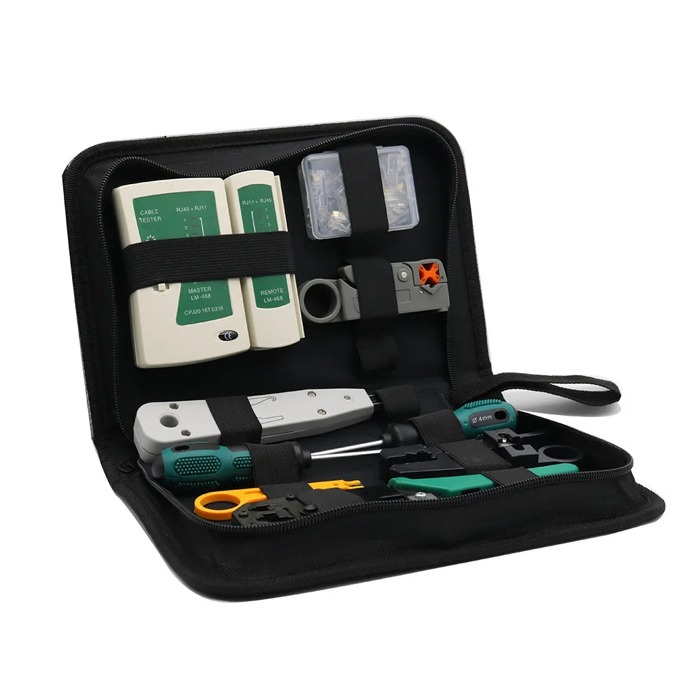 Network Tool Kits Professional- Net Computer Maintenance LAN Cable Tester 9 in 1 Repair Tools,8P8C RJ45 Connectors,Cable Tester