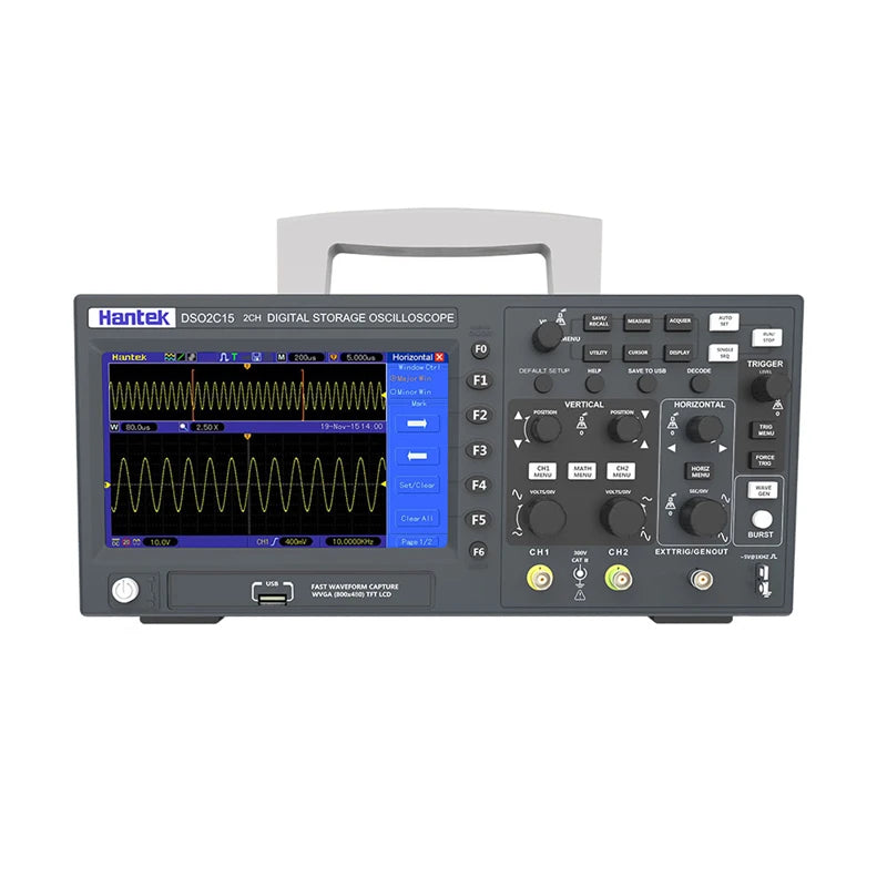 Hantek DSO2D15 Digital Oscilloscope DSO2C10 2D10 2 Channels 150MHz Osciloscópio 25MHz Signal Generator Voltmeter Frequency Meter