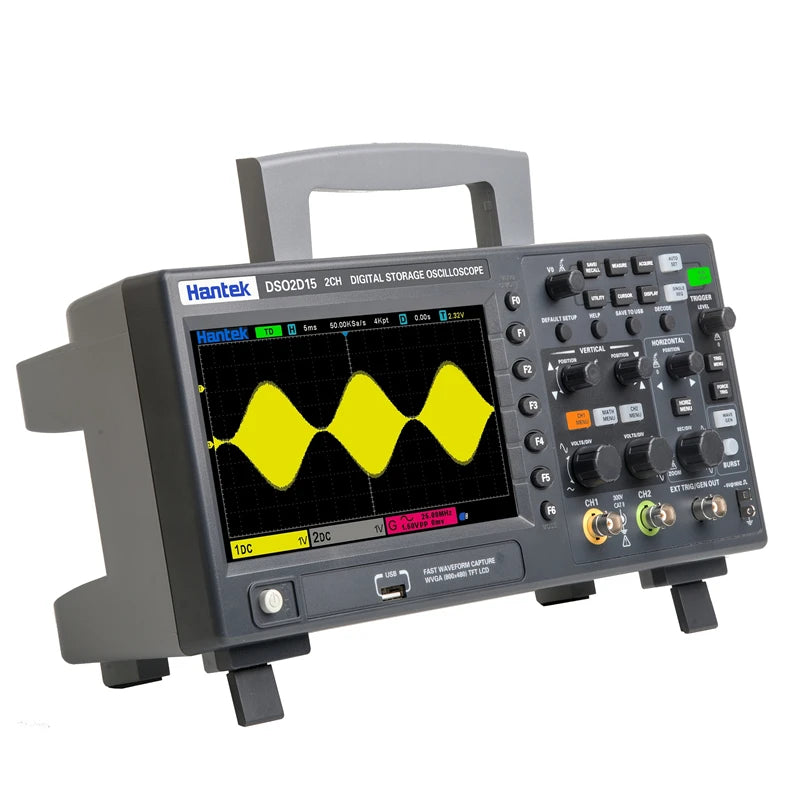 Hantek DSO2D15 Digital Oscilloscope DSO2C10 2D10 2 Channels 150MHz Osciloscópio 25MHz Signal Generator Voltmeter Frequency Meter