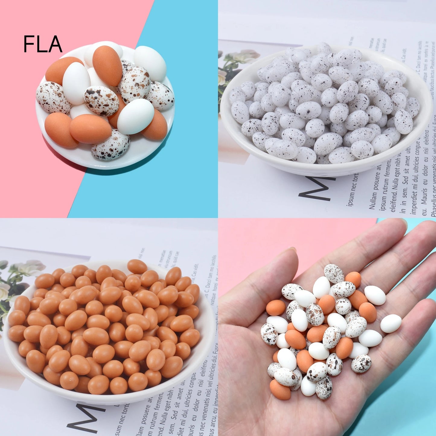 10pcs/Bag 3D Cute Eggs Simulation Quail Eggs Diy Décor Resin Pigeon Eggs Miniatur Decor Home Miniature Food Play Decor Design