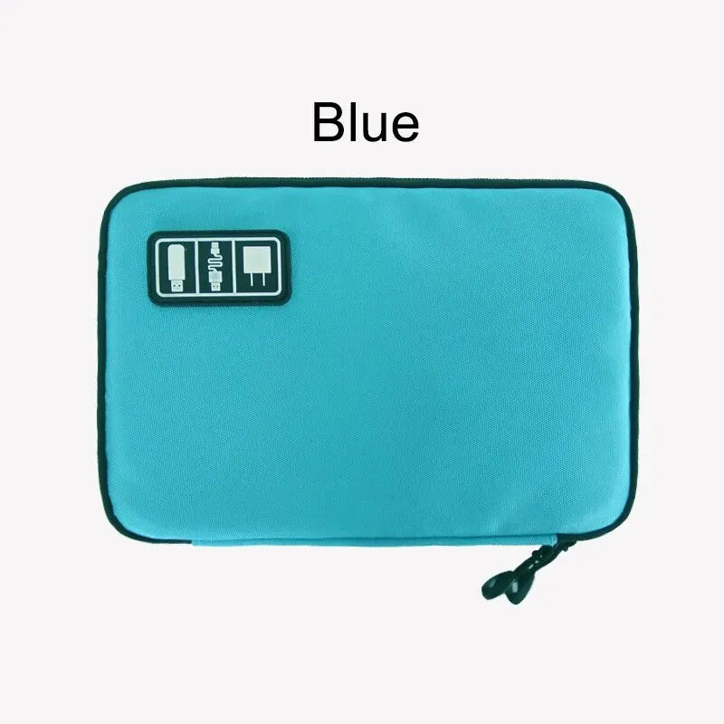 1pc Black Green Storage Bag Electronic Accessory Organizer Portable Usb Data Cable Charger Plug Travel Waterproof Organizer