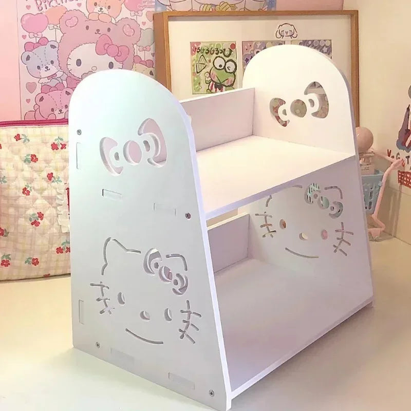 Sanrio Kawaii Cinnamoroll Rack Hello Kitty Student Cartoon Multi Functional Desktop Dormitory Home Book Finishing Storage Rack