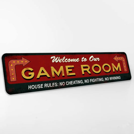 Welcome to our Game Room Vintage Looking Metal Sign Arcade Gaming Décor Retro Style Home Store Gift 4x16 204162001001