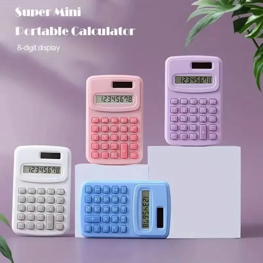 Small Solar Calculator Portable Calculator Cute 8 Digits LCD Electronic Calculator Home Office Primary School Teaching Supplies