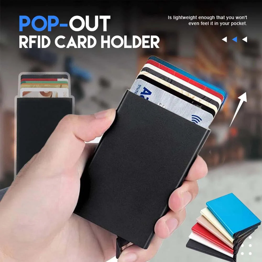 Anti RFID Smart Wallet Pouch ID Credit Card Holder Metal Thin Slim Men Aluminum Blocking Protected Wallet Small Bank Card Case