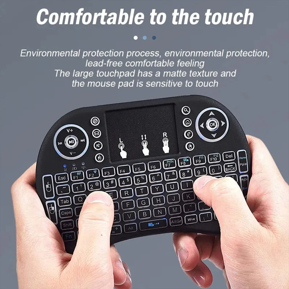 I8 Mini Wireless Keyboard 7 Color Backlit Russian French Spanish Portuguese Arabic 2.4G Air Mouse Remote for Android TV Box PC