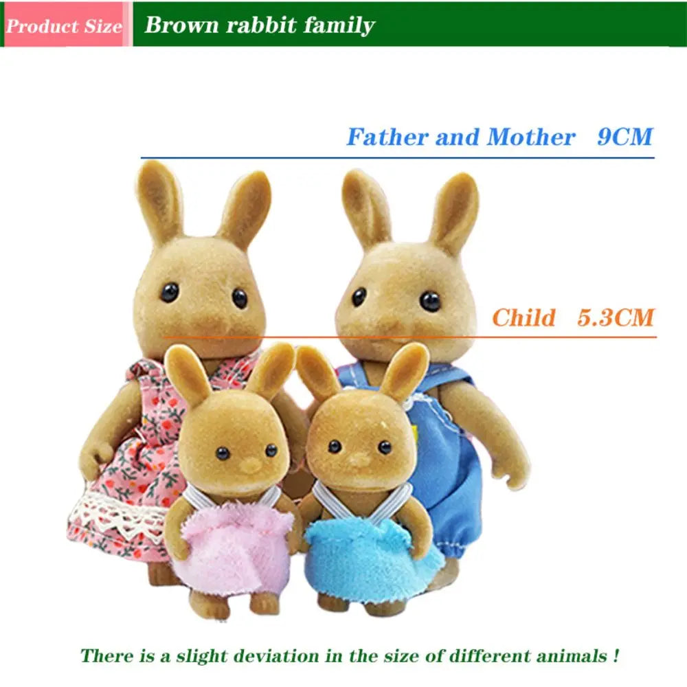 Rabbit Doll 1/12 Micro Dollhouse Reindeer Sheep Elephant Squirrel Family Kitchen Toy Miniature Furniture Set Girl Toy Gift