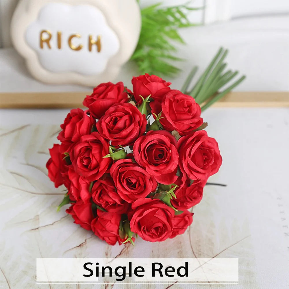 18 individual roses in hand, finished flower bouquet, living room decoration, artificial flower, artificial