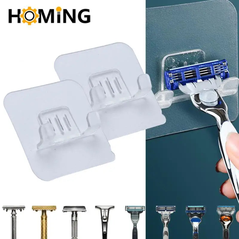 5-1PCS Shaving Razor Holder Punch-free Multi-purpose Strong Sticky Hook Toothbrush Holder Sundries Storage Rack Bathroom Product