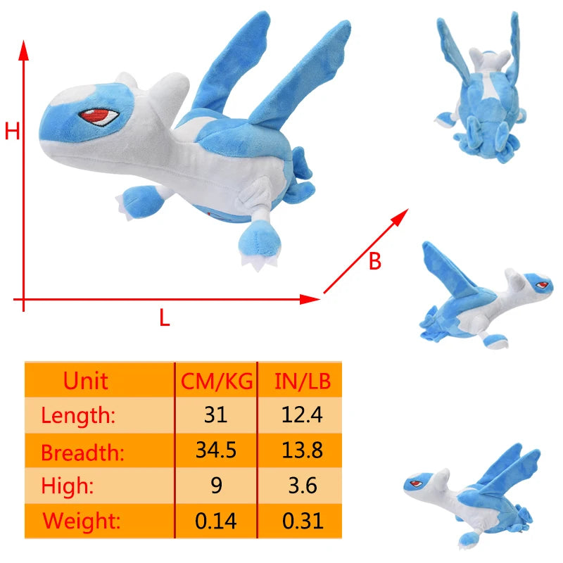 Legendary Pokemon Latias Latios Lapras Plush Toy Pikachu Riding Latios Lapras Anime Peluche Stuffed Doll Kawaii Dragon Doll Gift