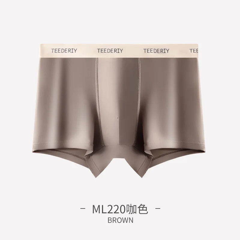 New Small Fragrant Solid Color Ice Silk Men's Underwear Mid Waist Skin friendly Breathable Men's Flat Pants