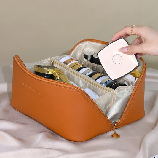 Makeup Organizer Female Toiletry Kit Bag Make Up Case Storage Pouch PU Lady Box, Cosmetic Bag, Organizer Bag For Travel Zip ﻿