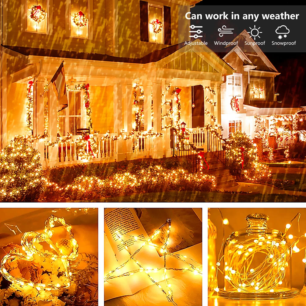 5M/10M/20M USB LED String Lights Copper Silver Wire Garland Light Waterproof Fairy Lights For Christmas Wedding Party Decorative