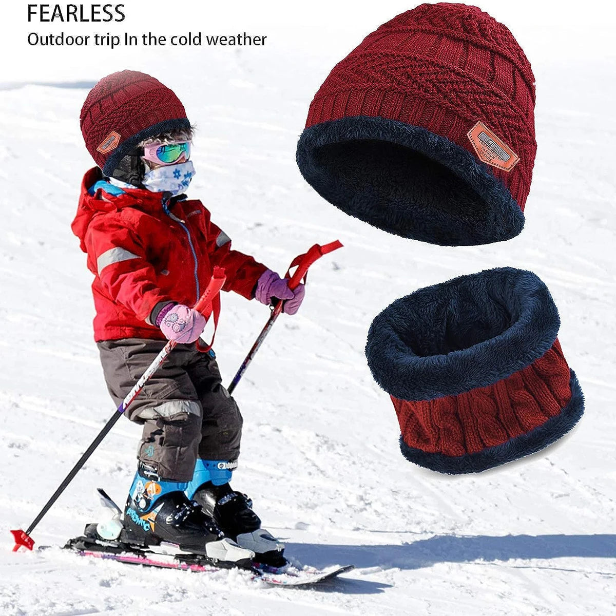 5-14 Years Kids Warm Knitted Hat Scarf Set Children Autumn Winter Hat Soft Knitted Cap Bonnet Infant Kids Hat For Boys Girls