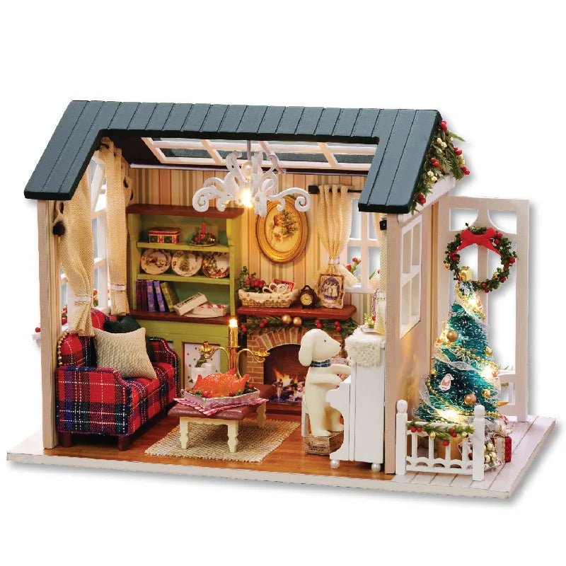 DIY Miniature Doll House Building Assembly House Toy Bedroom Decorations With Furniture Wooden Craft Toy Birthday Gift Dollhouse