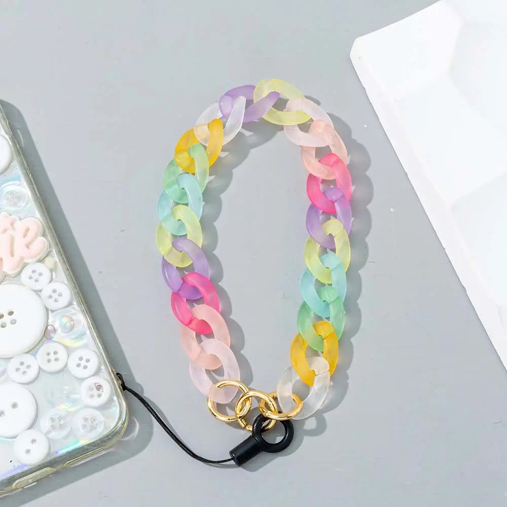 New Fashion Candy Color Acrylic Anti-Lost Mobile Phone Chain Lanyard Mobile Phone Bracelet Charm Decoration Jewelry wholesale