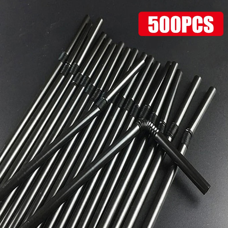 50-1000Pcs Drinking Straws Colorful & Black rietjes Flexible Wedding Party Supplies Drinking Straws Kitchen Wholesale