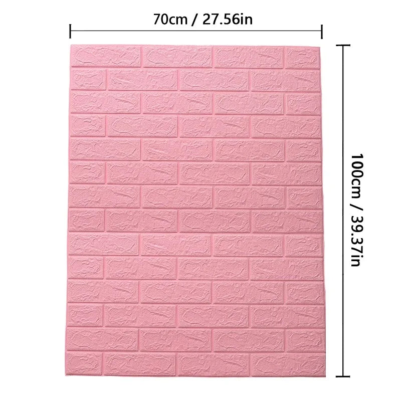 70cm*100cm Self-adhesive Wallpaper Background Modern Home Decoration PVC Waterproof Wall Stickers Foam 3D DIY Brick Pattern Room