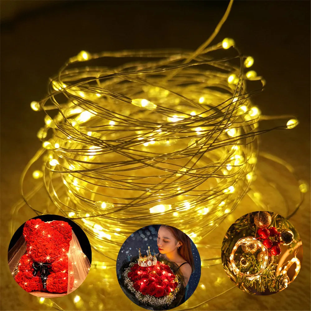 10M Copper Wire LED String Lights Outdoor Waterproof Garlands Festoon Fairy Wedding Decorations For New Year Christmas Tree