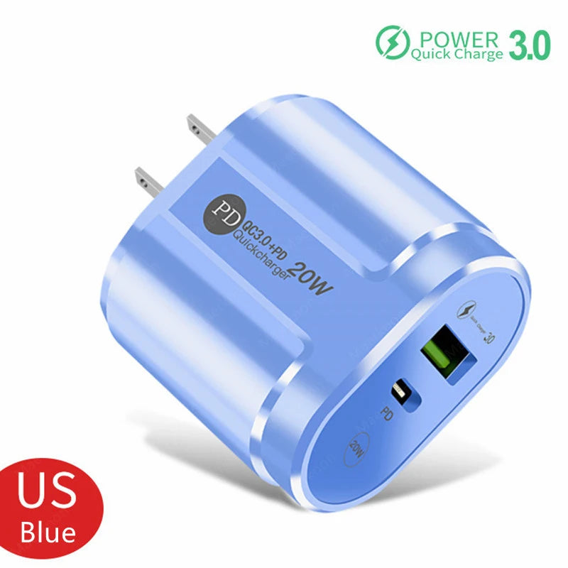 USB Charger Quick Charge QC4.0 3.0 For iPhone Xiaomi Oneplus 40W EU/US/UK Plug Fast Phone Adapter Portable Type C Wall Charger