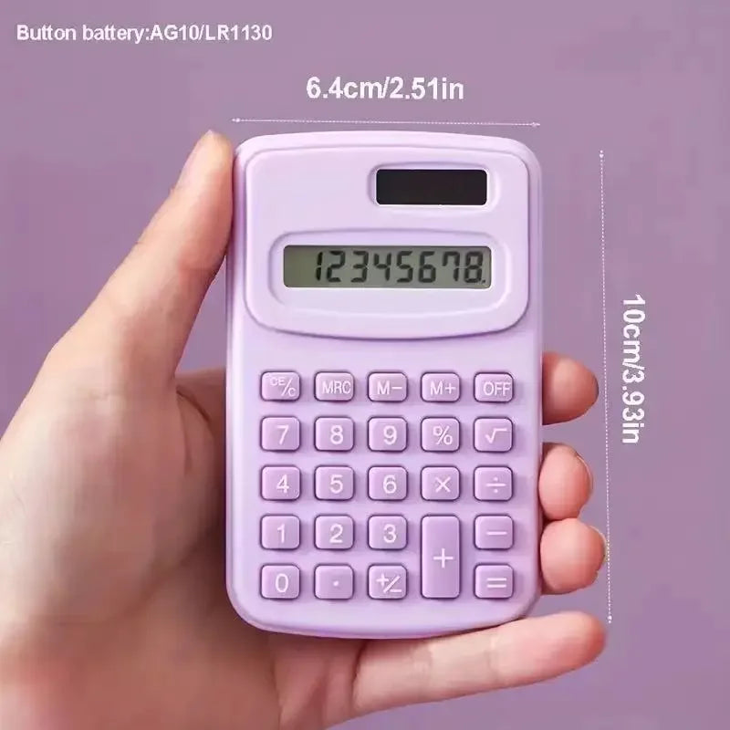 Small Solar Calculator Portable Calculator Cute 8 Digits LCD Electronic Calculator Home Office Primary School Teaching Supplies