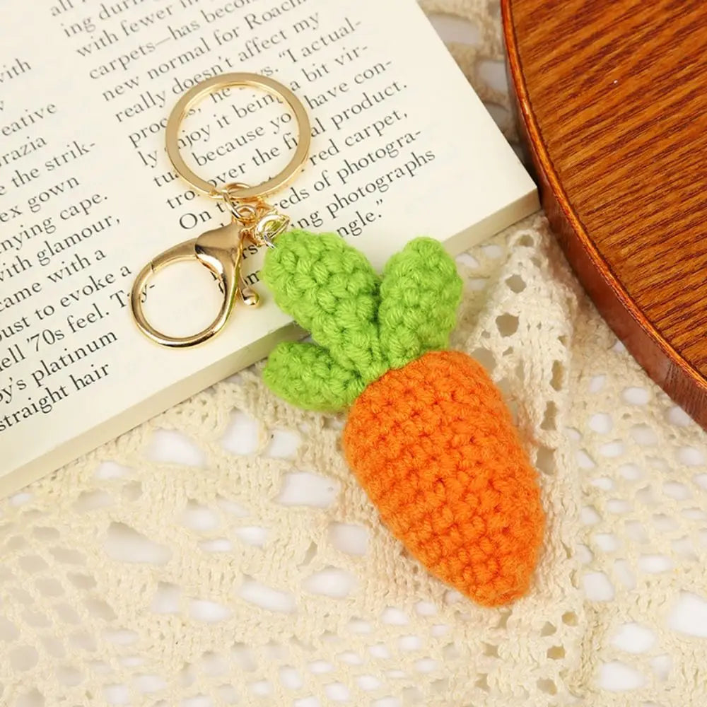 New Knitted Fruit Keychain Simulation Strawberry Cherry Pear Peach Key Ring Women Girl Car Bag Key Pendant Jewelry Key Holder