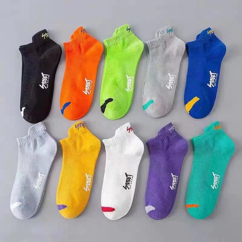 5/10/20 Pairs Bright Color Ankle No Show Socks Men Breathable Street Fashion Sport Deodorant Invisible Travel Running Socks