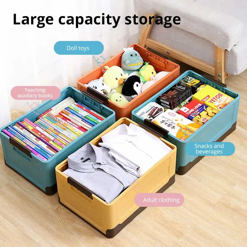 1pc Foldable Storage Box Wardrobe Storage Box Large Capacity For Toy Clothes Snacks Books Shoes Plastic Box For Car Household