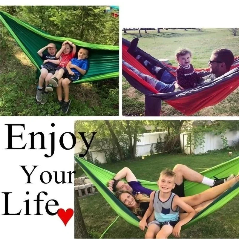 Outdoor Single Person Camping Hammock With Nylon Color Matching Hammock High Strength Parachute Fabric Portable Hanging Bed