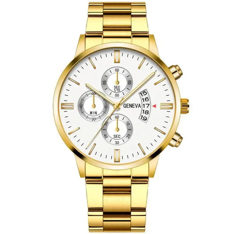 2023 Fashion Men Gold Stainless Steel Watch Luxury Calendar Quartz Wrist Watch Mens Business Watches for Man Clock Reloj Hombre