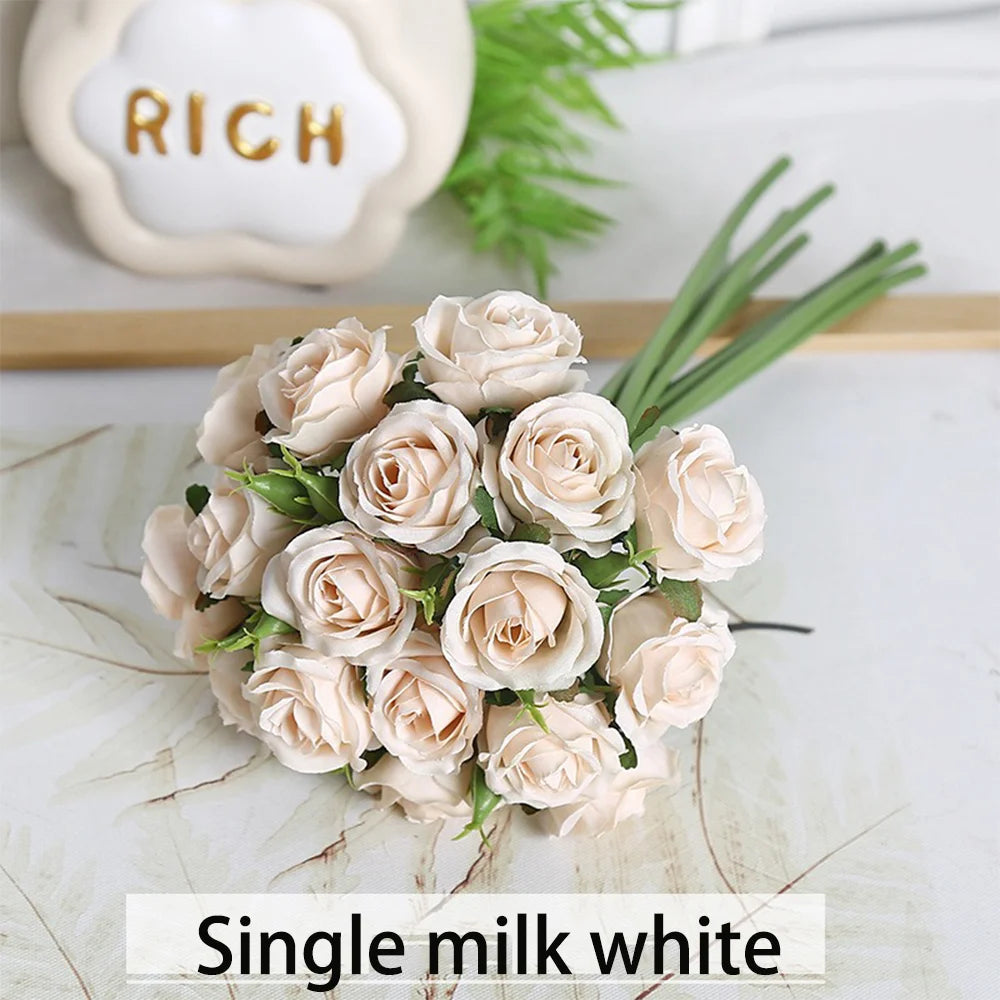 18 individual roses in hand, finished flower bouquet, living room decoration, artificial flower, artificial