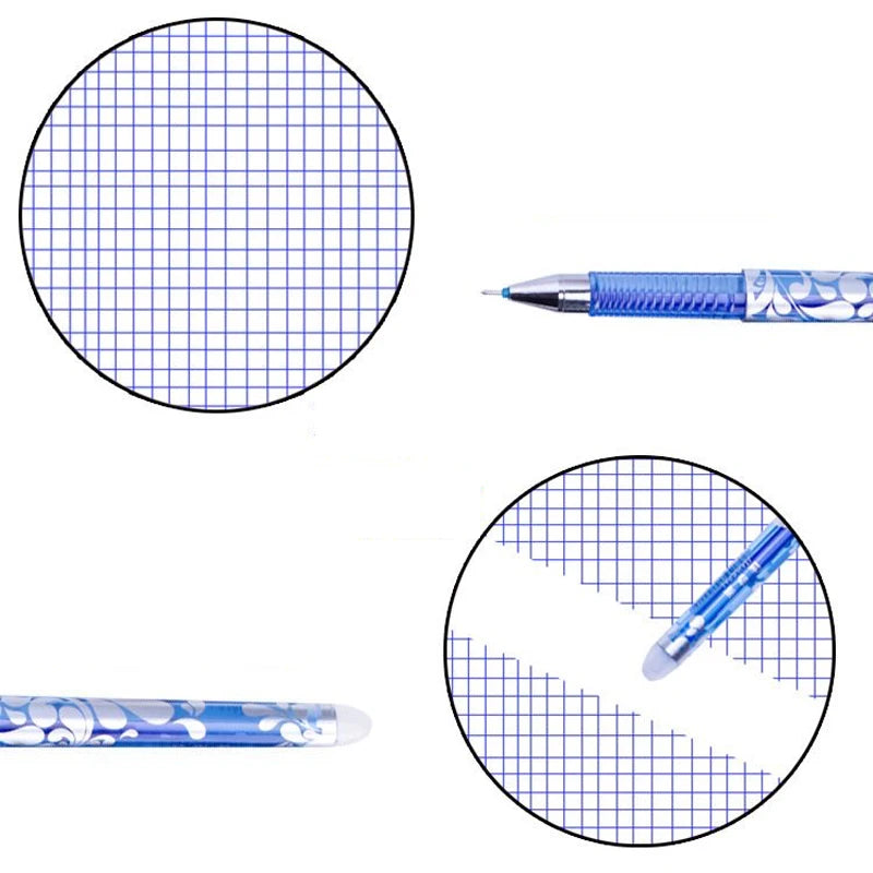 13pcs/set Erasable Gel Pen Set, 0.5mm Nib with Blue-Black Ink, Refillable Gel Pens, Ideal for School and Office Supplies