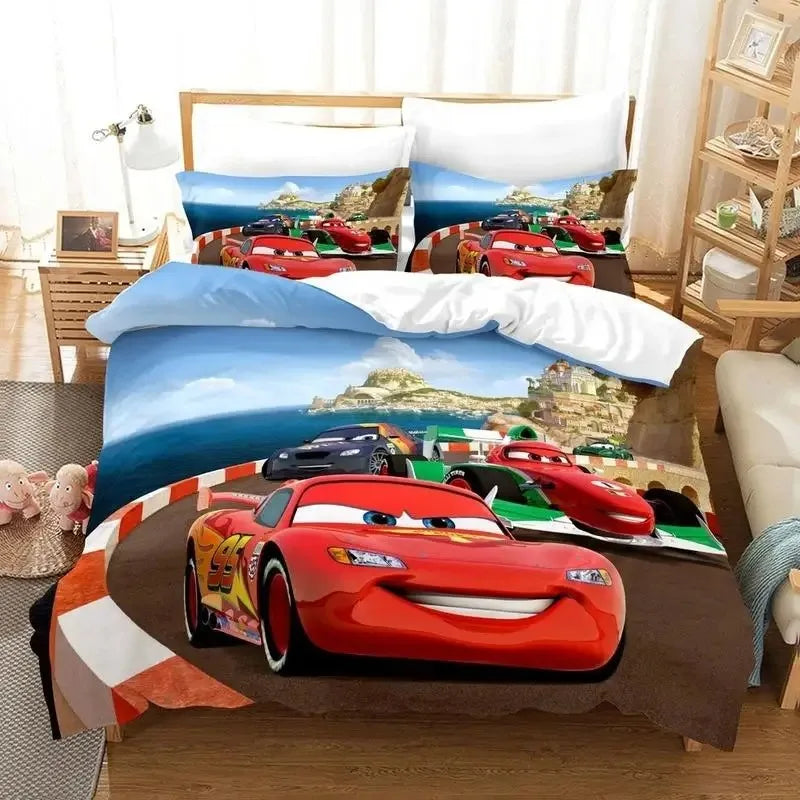 Cars Lightning McQueen Bedding Sets,children Red Boy Quilt Cover Set, Cars Duvet Cover and Pillowcases