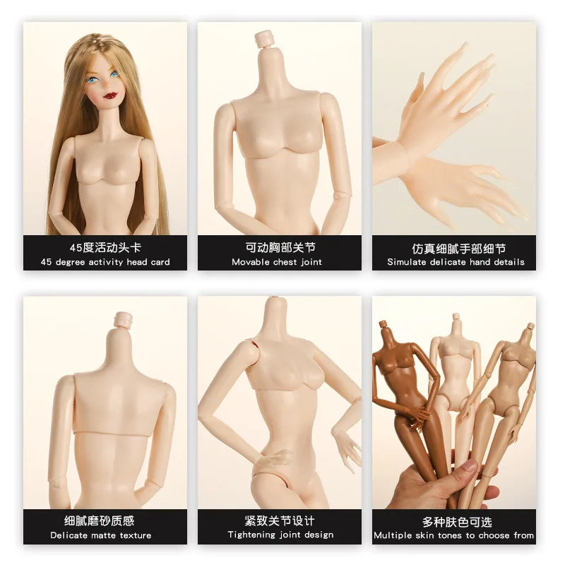 30cm Doll's Body Supermodel Body Accessories with Multi Joint White / Tan Skin DIY Girl Toy