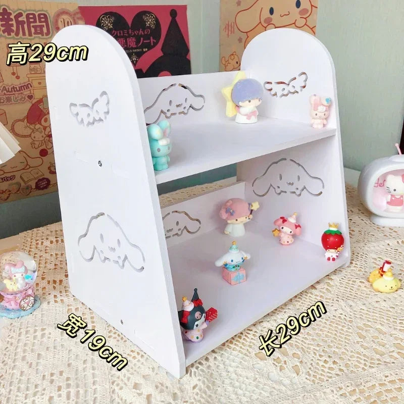 Sanrio Kawaii Cinnamoroll Rack Hello Kitty Student Cartoon Multi Functional Desktop Dormitory Home Book Finishing Storage Rack