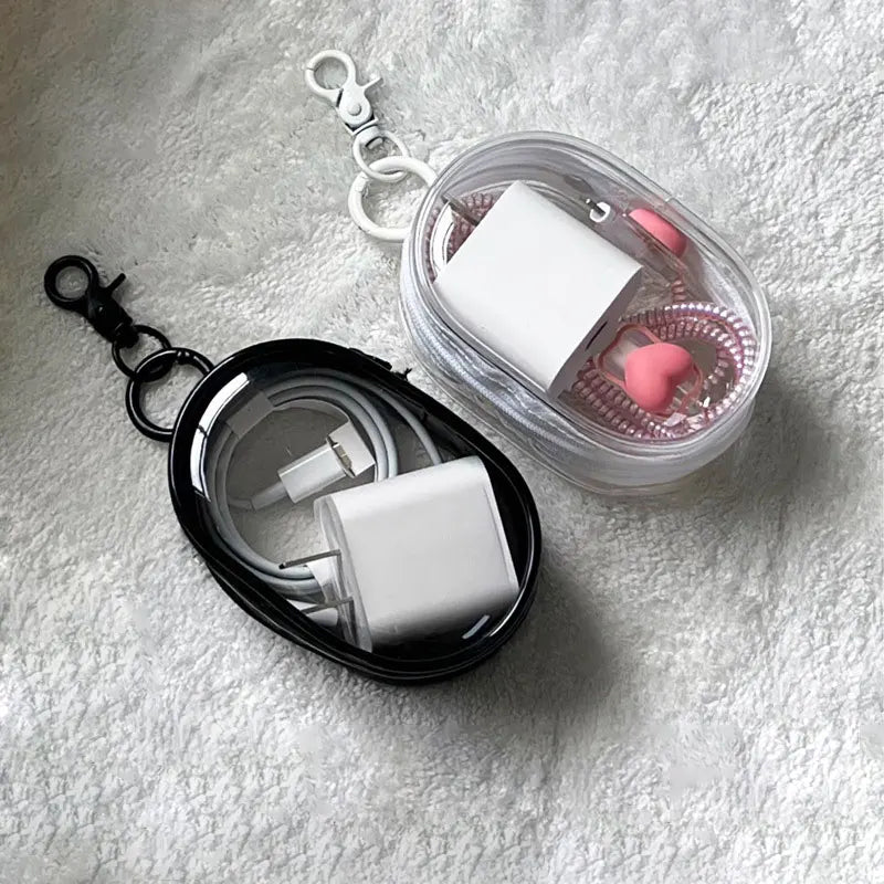 Transparent Storage Bags Keychain Data Line Coin Toys Organizer Case Thicken Clear Wallet Keyring Car Key Holder Jewelry Gifts