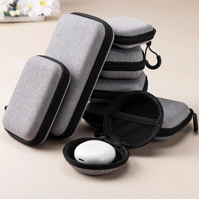 Mini Grey Digital Product Storage Bag Portable Headphone USB Data Cable Charger U Stick Storage Case Shockproof Protective Case