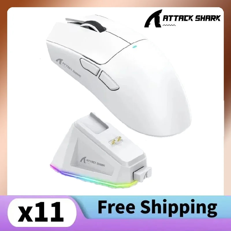 Delux Attack Shark X11 PAW3311 Bluetooth Mouse, Triple Mode Connectivity, Touch Magnetic Charging Dock, Ultra-Light Gaming Mouse