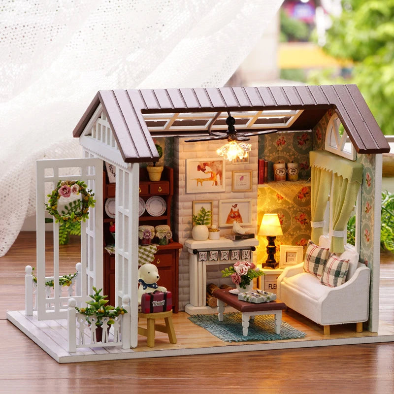 DIY Miniature Doll House Building Assembly House Toy Bedroom Decorations With Furniture Wooden Craft Toy Birthday Gift Dollhouse