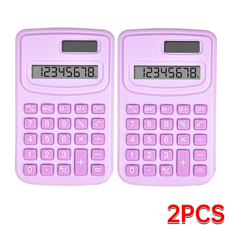 Small Solar Calculator Portable Calculator Cute 8 Digits LCD Electronic Calculator Home Office Primary School Teaching Supplies