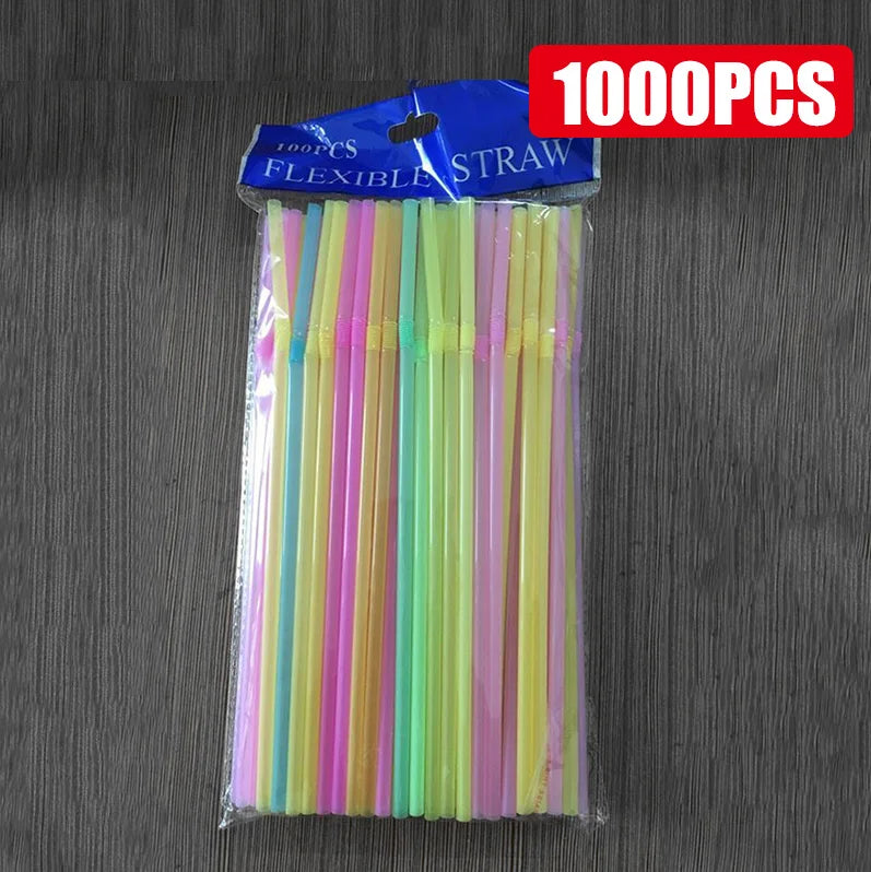 50-3000PCS Colorful & Black Drinking Kunststof Straws Bar Party Wedding Kitchen pajitas plastique Beverage Straw Wholesale