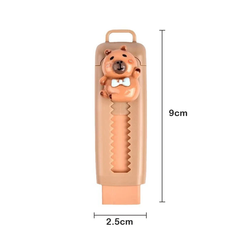 Kawaii Push Pull Capybara Eraser Soft School Supplies Clean Mess Free Stationary Office Student Rubber Eraser For Kids Gift