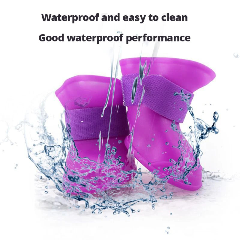 Green and Purple 4pcs/Set Small Pet Dog Rain Shoes Anti Slip Waterproof Puppy Cat Shoe Rubber Boots for Outdoor Footwear Socks