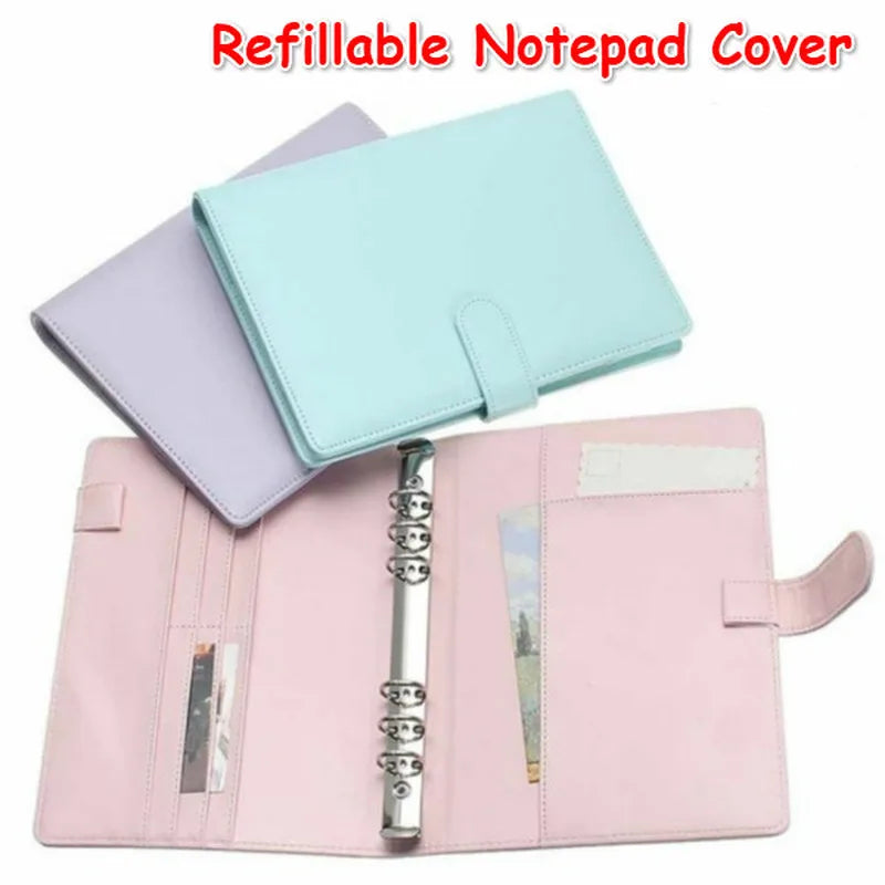 New Vintage Refillable Notebook File Folder Notepad Cover Leather Ring Binder Office Supplies