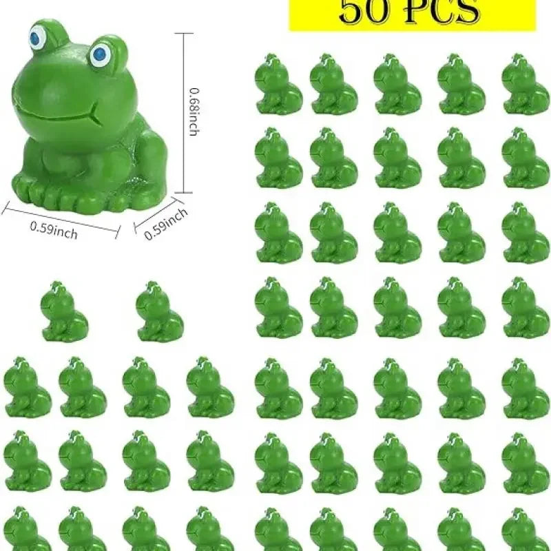 50Pc Mini Resin Frogs, Green Tiny Frogs Figurines Miniature Home Décor Fairy Garden Decor, Dollhouse, Birthday Party Favors Gift