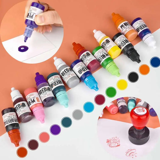 10ml Ink Textile Waterproof Oil Ink Stamp Refill Ink For Office School Make Seal Supplies Students Children Printing Not Fade